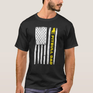 Pitbull Dad Vintage Patriotic with American Flag 1 T-Shirt