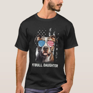 Pitbull Daughter American Flag Sunglasses 4th Of J T-Shirt