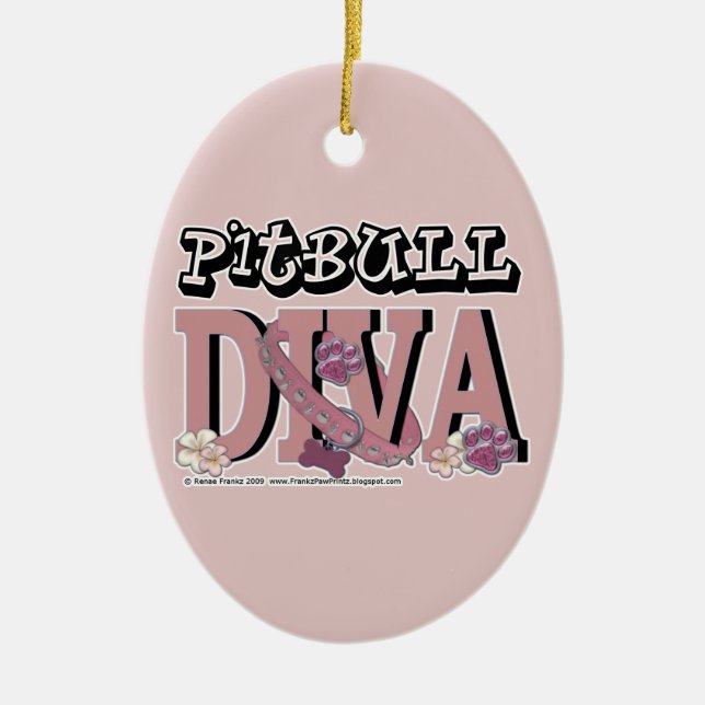 Pitbull DIVA Ceramic Tree Decoration (Front)