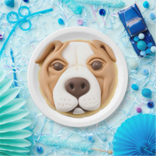 Pitbull Dog 3D Inspired Paper Plate