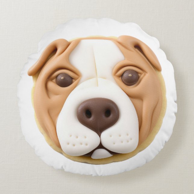 Pitbull Dog 3D Inspired Round Cushion (Front)