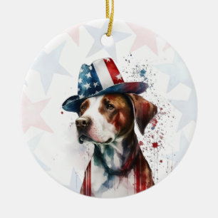 Pitbull Dog, 4th of july Personalised Ceramic Tree Decoration