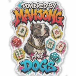 Pitbull Dog and Mahjong Tiles Street Art