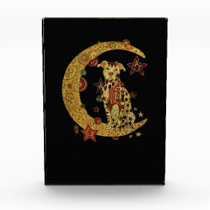 Pitbull dog and moon photo block