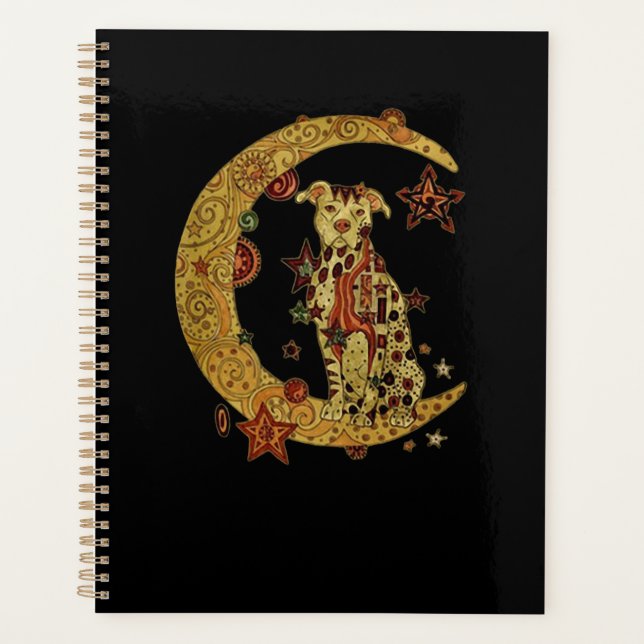 Pitbull dog and moon planner (Front)