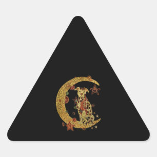 Pitbull dog and moon triangle sticker