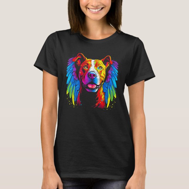 Pitbull Dog Angel Wings T-Shirt (Front)