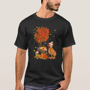 Pitbull Dog Autumn Fall Pumpkin Truck Mappe Thanks T-Shirt