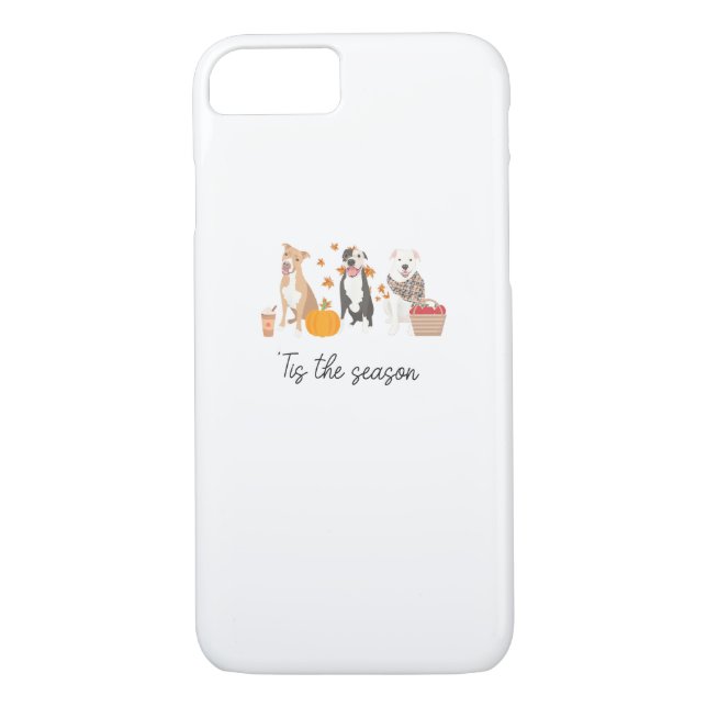 Pitbull Dog Autumn Fall Thanksgiving Tis The Seaso Case-Mate iPhone Case (Back)