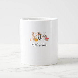 Pitbull Dog Autumn Fall Thanksgiving Tis The Seaso Large Coffee Mug