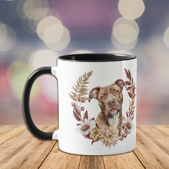Pitbull Dog Autumn Wreath Mug (Creator Uploaded)