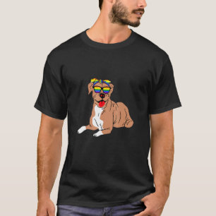 Pitbull Dog Bandanna Lgbtq Rainbow Flag Gay Pride  T-Shirt