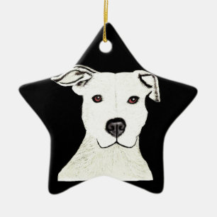 Pitbull dog breed ceramic tree decoration