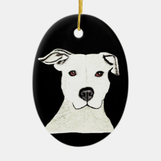 Pitbull dog breed ceramic tree decoration