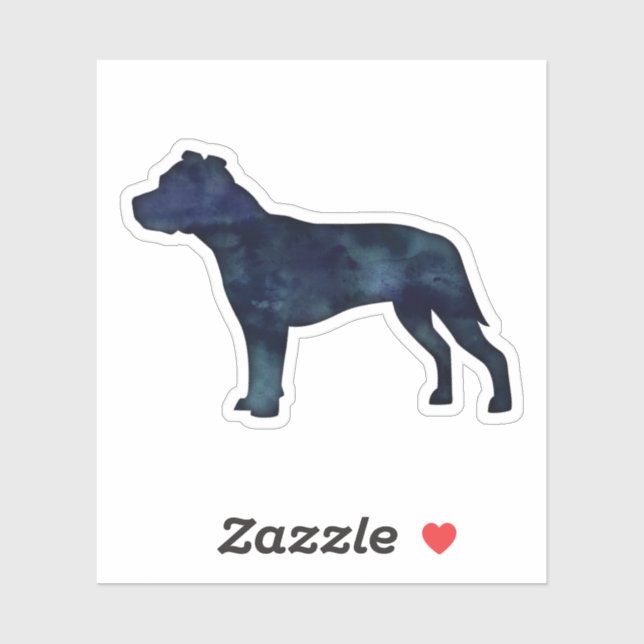 Pitbull Dog Breed Silhouette Black Watercolor (Sheet)