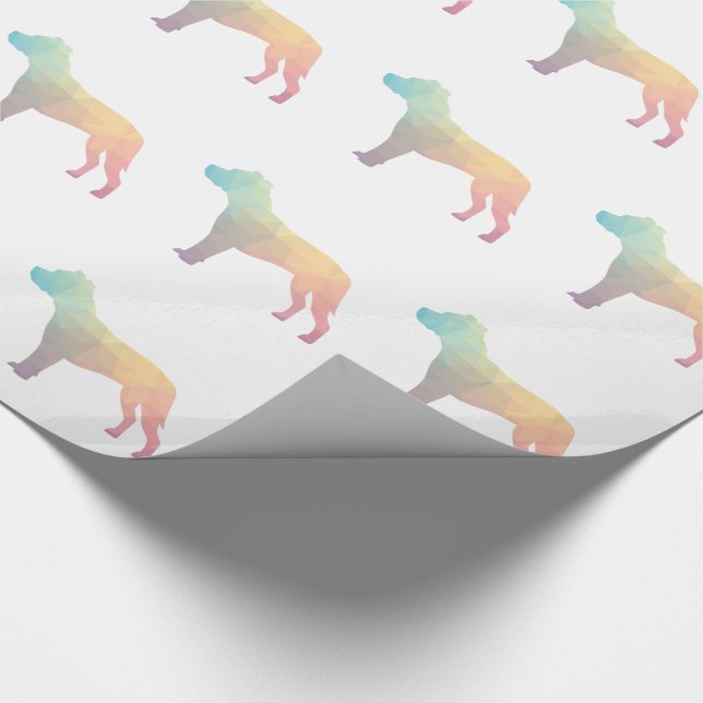 Pitbull Dog Breed Silhouette Geometric Pastel Wrapping Paper (Corner)