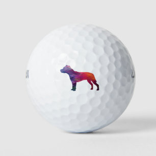 Pitbull Dog Breed Silhouette Geometric Purple Golf Balls