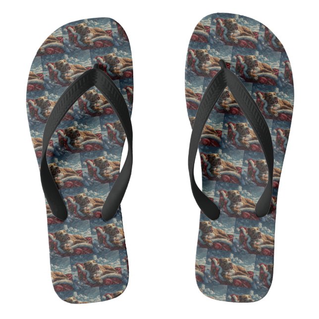 Pitbull Dog Christmas Festive Jandals (Footbed)