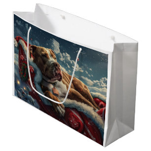 Pitbull Dog Christmas Festive Large Gift Bag