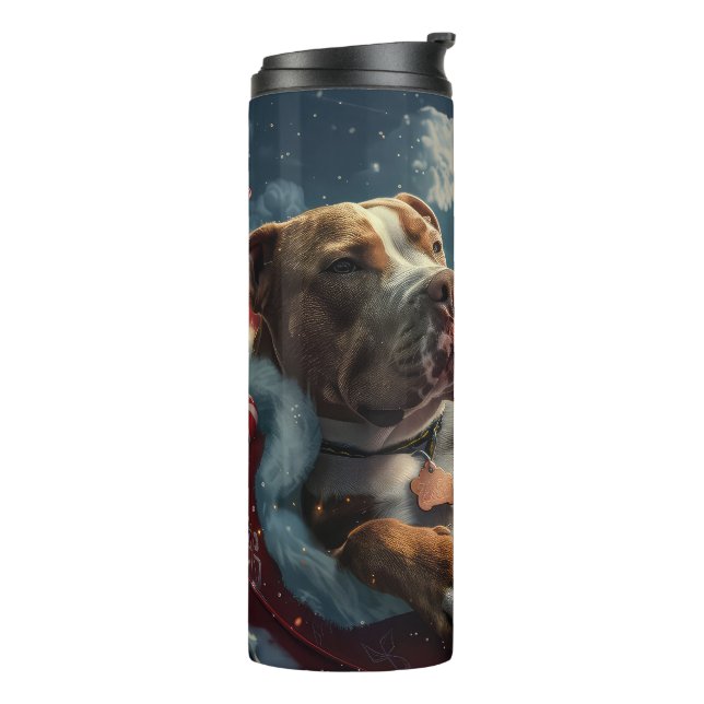Pitbull Dog Christmas Festive Thermal Tumbler (Rotated Left)