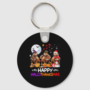 Pitbull Dog Christmas Happy Hallothankmas Thanksgi Key Ring