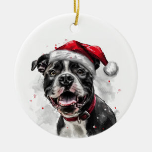 Pitbull Dog Christmas Personalized Ceramic Tree Decoration