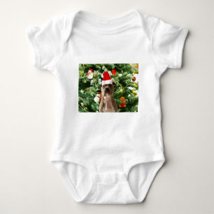 Pitbull Dog Christmas Tree Ornaments Snowman Baby Bodysuit