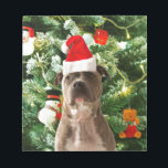Pitbull Dog Christmas Tree Ornaments Snowman Notepad<br><div class="desc">Pitbull Dog Christmas Tree Ornaments Snowman Doormat.Cute Pitbull Dog with Christmas Tree Ornaments Snow Man in background.</div>