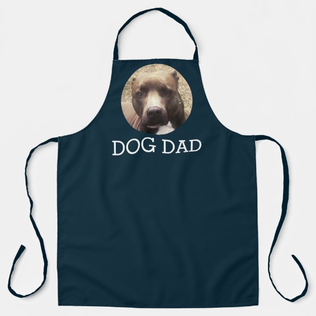  Pitbull Dog Dad Navy Blue Apron (Front)