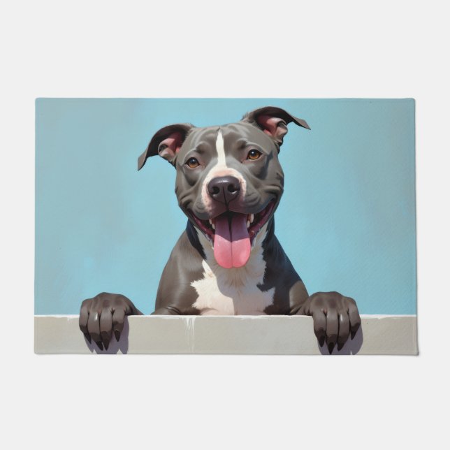 Pitbull Dog Doormat Art (Front)
