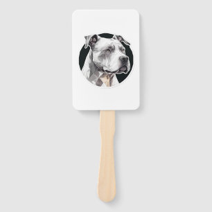 Pitbull dog face hand fan