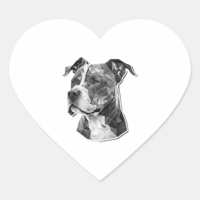 Pitbull dog face heart sticker (Front)