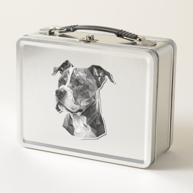 Pitbull dog face metal lunch box (Front)