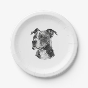 Pitbull dog face paper plate