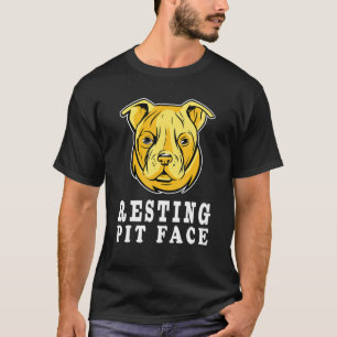 Pitbull Dog Face Resting Pit Face Funny Dog  Happy T-Shirt