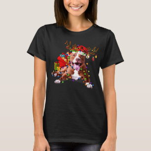 Pitbull Dog Funny Pitbull Christmas Reindeer Chris T-Shirt