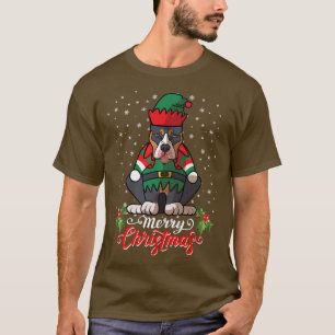 Pitbull Dog Greets Merry Christmas Santa Costume T-Shirt