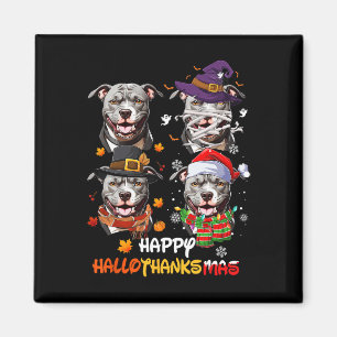 Pitbull Dog Hallothanksmas Halloween Thanksgiving  Magnet