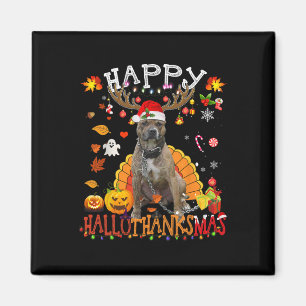 Pitbull Dog Halloween Christmas Dog Happy Hallotha Magnet