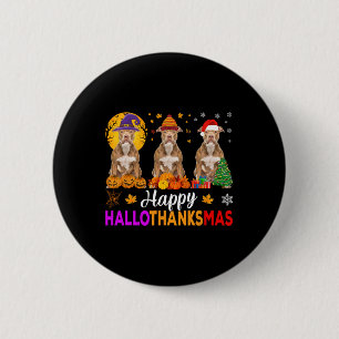 Pitbull Dog Halloween Christmas Hallothanksmas 1  6 Cm Round Badge