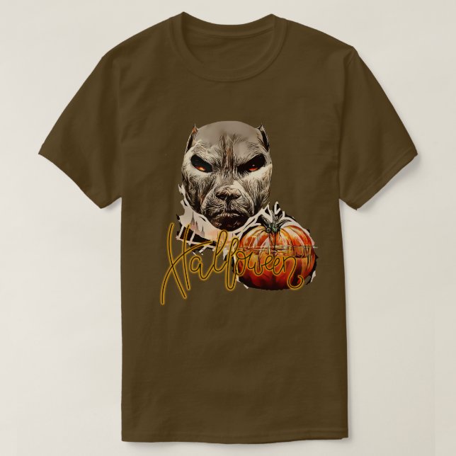 pitbull dog halloween T-Shirt (Design Front)