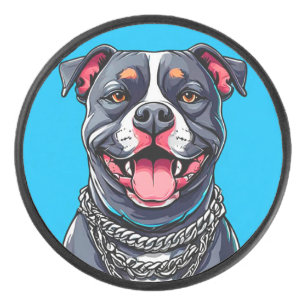 Pitbull dog hockey puck