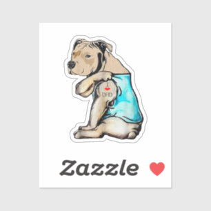 Pitbull Dog I Love Dad Tattoo Funny Family