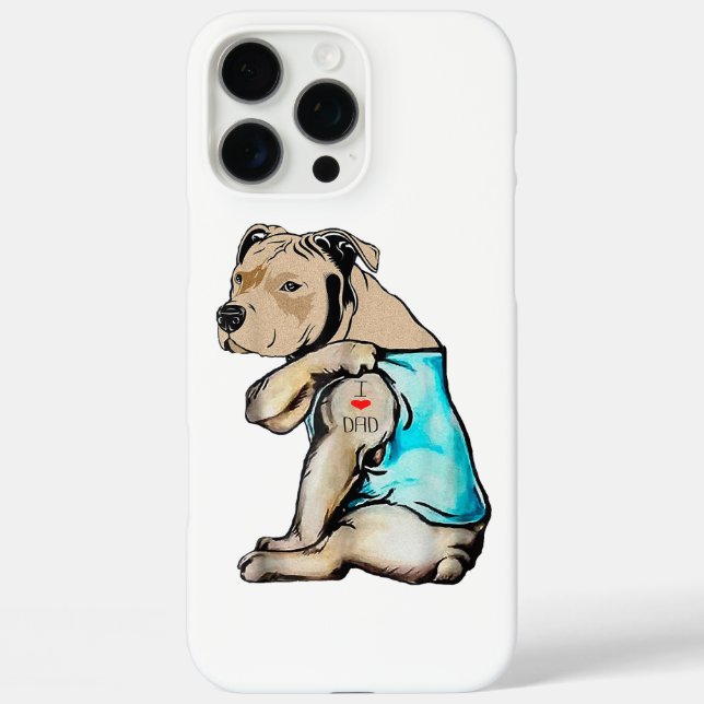 Pitbull Dog I Love Dad Tattoo Funny Family Case-Mate iPhone Case (Back)
