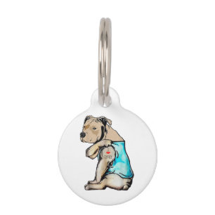 Pitbull Dog I Love Dad Tattoo Funny Family Pet Tag