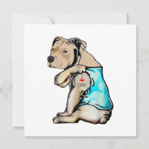 Pitbull Dog I Love Dad Tattoo Funny Family Thank You Card