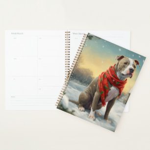 Pitbull Dog in Snow Christmas Planner