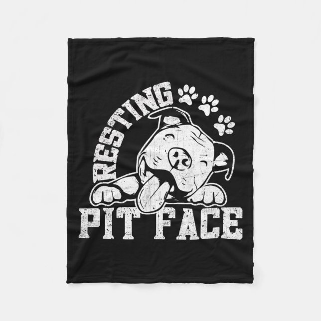 Pitbull Dog Lovers Resting Pit Face Pit Bull Fleece Blanket (Front)