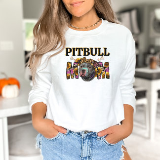 Pitbull Dog Mama Leopard Print Sunflowers  Sweatshirt