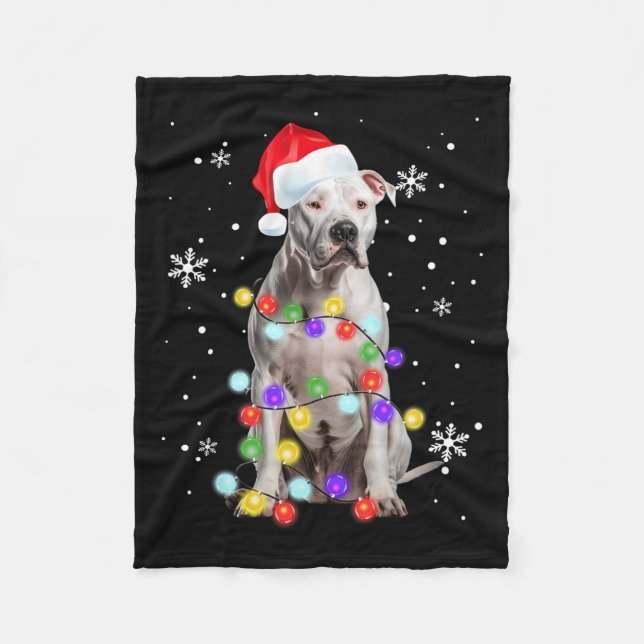 Pitbull Dog Merry Dogmas Santa Pitbull Christmas T Fleece Blanket (Front)